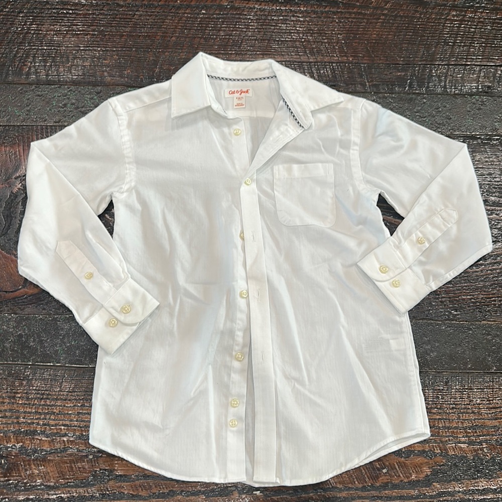 Cat & Jack white button down like new 6-7 small